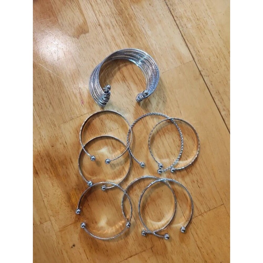 Silvertone Bangle Bracelets